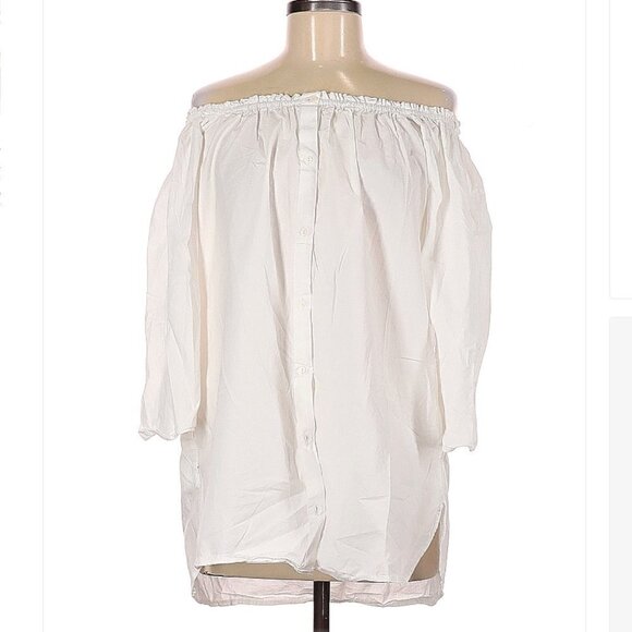 TRAFALUC by Zara Long Sleeve Off Shoulder White Blouse Size M - Picture 1 of 3